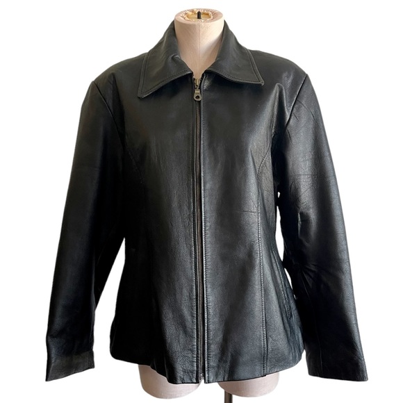 family leather canada Jackets & Blazers - FAMILY LEATHER CANADA Black Classic Genuine Leather Jacket